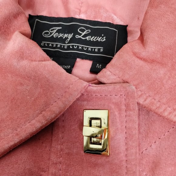 Jerry Lewis 100% Genuine Leathar Jacket Women's Quilted Pink Suede Sz Med - Picture 10 of 16